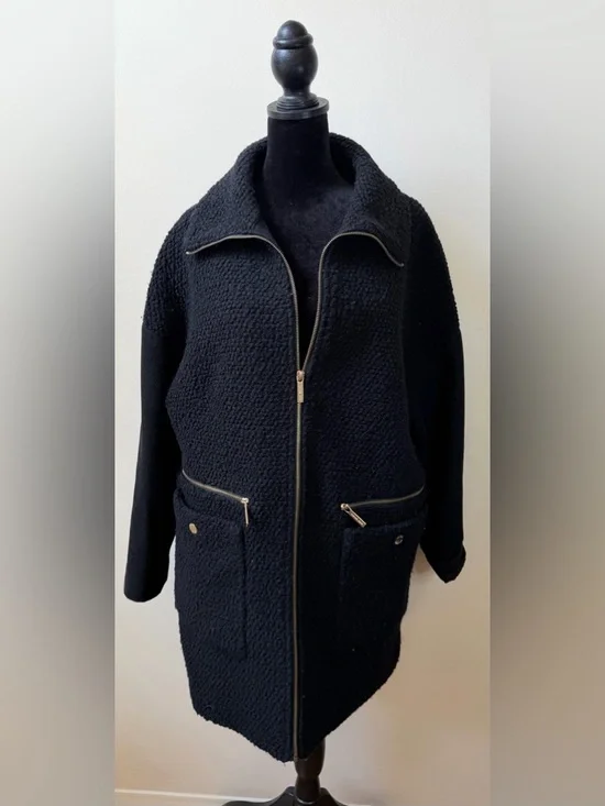 Michael Kors Black Coat Designer Classic M Elegant Chic Minimal Luxury Jacket - Picture 3 of 8